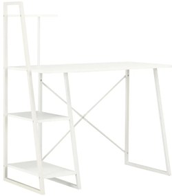 vidaXL Birou cu rafturi, alb, 102 x 50 x 117 cm