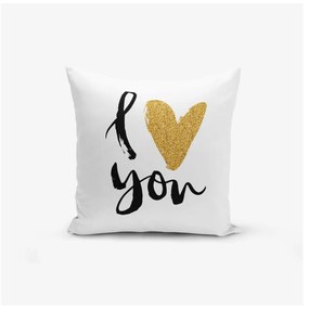 Set 3 fețe de pernă Minimalist Cushion Covers BW With Hint Of Gold, 45 x 45 cm