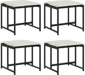 vidaXL Scaune grădină cu perne, 4 buc. negru, poliratan