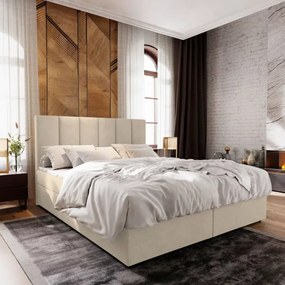 Pat boxspring tapițat MERALIS 140x200 cm bej Saltele: Saltea cu arcuri Bonell