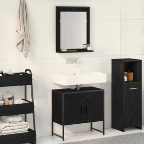 vidaXL Set de mobilier pentru baie cu ușă 2 pcs Negru 60 x 33 x 60 cm