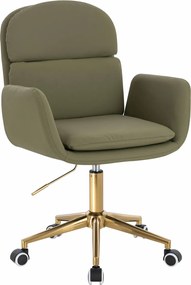 HR480K Scaun Khaki Piele Ecologica Premium Soft cu Bază Aurie