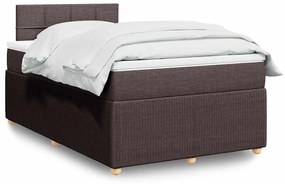 vidaXL Pat box spring cu saltea, maro închis, 120x200 cm, textil