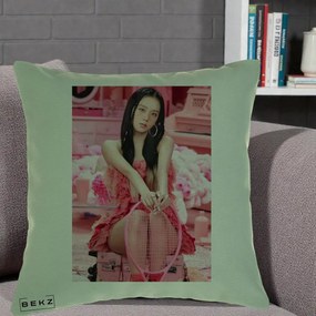 Perna Personalizata K-pop BLACKPINK Jisoo Pink Room, 40x40 cm, Verde, Husa Detasabila, Perna Inclusa, BEKZ®