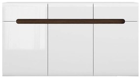 Comoda Azteca Trio 150 cm alb si alb lucios
