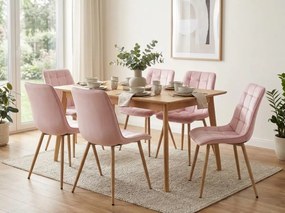 Scaun de masa SPLIT VELVET, roz deschis