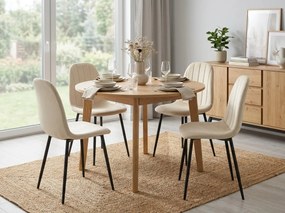 Scaun de dining PADVA VELVET cu picioare negre, bej deschis