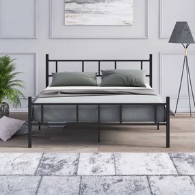 Pat dublu metalic PIRON 160 x 200 cm, negru, sarcină maximă 200 kg