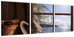 Tablou - Echipament de pescuit (cu ceas) (90x30 cm)