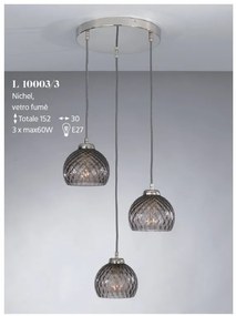 Lustra moderna cu 3 pendule design italian 10003 fumuriu