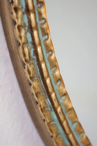 Oglindă din metal cu margine tip perlă și decor, finisaj alamă antichizată, 51×3×97,5 cm