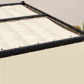 Outsunny Pergola 3 x 3(m) cu acoperis copertina retractabila si perdele, Foisor de exterior cu cadru metalic pentru gradina, Adapost de soare