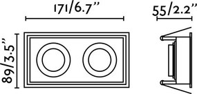 Rama Spot incastrabil tavan baie IP44 HYDE SQ 2L alb