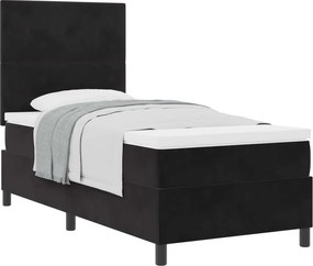 vidaXL Pat cu arcuri cu saltea cu headboard Negru 80 x 200 cm Catifea