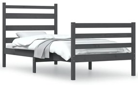 Cadru de pat, 100x200 cm, lemn masiv de pin, gri Gri, 100 x 200 cm