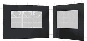 vidaXL Perete lateral cort petrecere, 2 buc,antracit, PE, cu fereastră