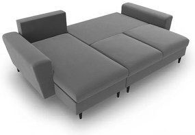 Colțar gri deschis extensibil, cu spațiu de depozitare cu tapițerie din catifea Kyoto – Cosmopolitan Design