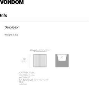 Ghiveci plante design decorativ modern exterior / interior GATSBY PRISMA 40x40x40cm