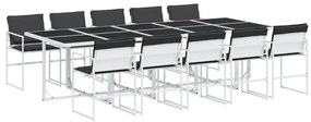 3295106 vidaXL Set mobilier de grădină, 11 piese, cu perne, alb, textilenă