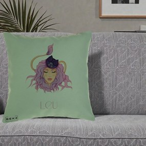 Perna Personalizata Zodie Leu, 40x40 cm, Verde, Husa Detasabila, Perna Inclusa, BEKZ®