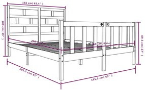 Cadru de pat, alb, 160x200 cm, lemn masiv de pin Alb, 160 x 200 cm