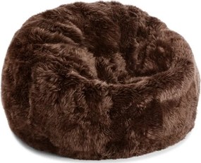 Puf rotund din blană naturală de oaie, maro, cu fir lung, 73 x Ø 74 cm, „Chocolate M”