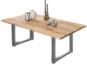 Masa dreptunghiulara din lemn de stejar Tables&amp;Co 240x100x75 cm maro/argintiu