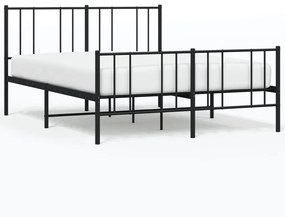 352495 vidaXL Cadru pat metalic cu tăblie de cap/picioare, negru, 120x190 cm