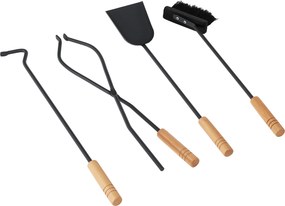 Unelte pentru şemineu, fier forjat / lemn, gri închis / natural, RALFO