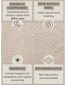 Covor tip traversă în culoare naturală deschisă, țesut manual, din lână 80x300 cm Eleni Natural White – Hanse Home