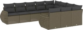 vidaXL Set canapele de grădină cu perne 10 piese gri deschis poliratan