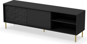 Comoda TV BULLET, negru/auriu, PAL laminat, 180x41x58 cm