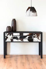 Consola, neagra, din lemn de mango si par natural de bovine, Corvus