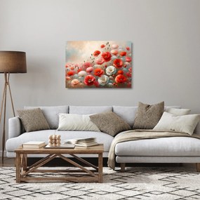 Tablou pe sticlă - Pictură cu maci (70x50 cm)