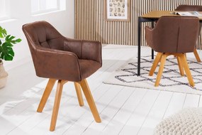 Set de 2 scaune pivotante Loft, Lemn, Microfibra, Maro antic A-42389 VC