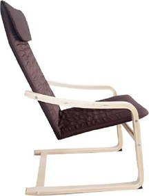 Fotoliu relaxant, lemn de mesteacăn/material maro, TORSTEN