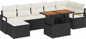 vidaXL Set de canapele pentru grădină 8 pcs Negru Rattan poli