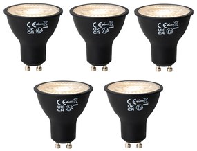 Set de 5 becuri LED GU10 negre, reglabile, 7W, 430 lm, 2700K