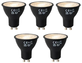Set de 5 becuri LED GU10 negre, reglabile, 7W, 430 lm, 2700K