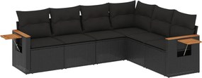 vidaXL Set mobilier de grădină cu perne, 6 piese, negru, poliratan