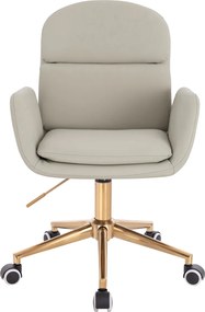 HR480K Scaun Ecru Piele Ecologica Premium Soft cu Bază Aurie