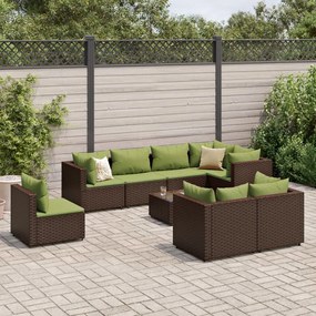 3308206 vidaXL Set mobilier de grădină cu perne, 9 piese, maro, poliratan