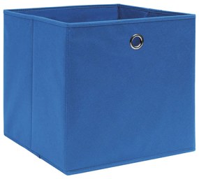 Cutii depozitare, 10 buc., albastru, 32x32x32 cm, textil 10, Albastru fara capace, 1, Albastru fara capace