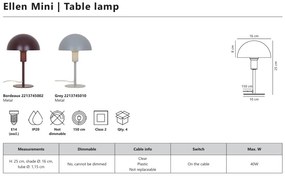 Veioza, lampa de masa design minimalist scandinav Ellen Mini Gri