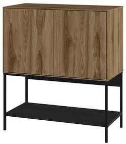 Dulap negru/în culoare naturală cu aspect de lemn de stejar 80x90x40 cm Amira – Marckeric