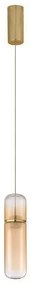 Pendul modern LED, Metal, Auriu, Sticla, Amber, Norma
