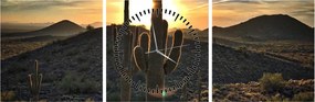 Tablou - cactușii la soare (cu ceas) (90x30 cm)