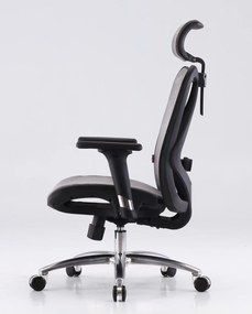 Scaun ergonomic SIHOO, pivotant, suport lombar 2D, tetiera 2D, cotiera 3D, inaltime reglabila, mecanism inclinare/blocare in 3 pozitii, Mesh/Textil, Gri, cadru Negru