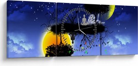 Tablou - Reflecția echilbrului (cu ceas) (90x30 cm)