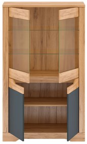 Vitrina C, stejar craft auriu / grafit gri, FIDEL